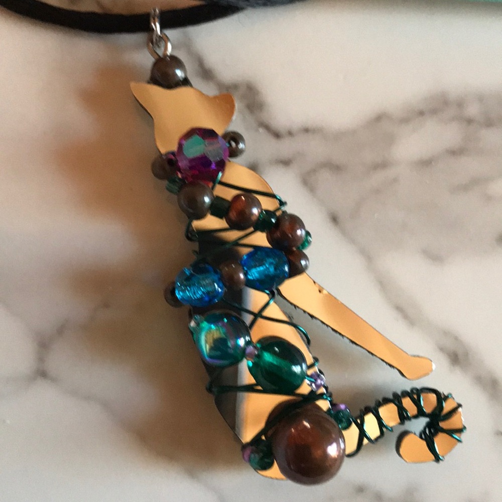 1987 Liztech Egyptian Cat Charm /Pendant on Cord